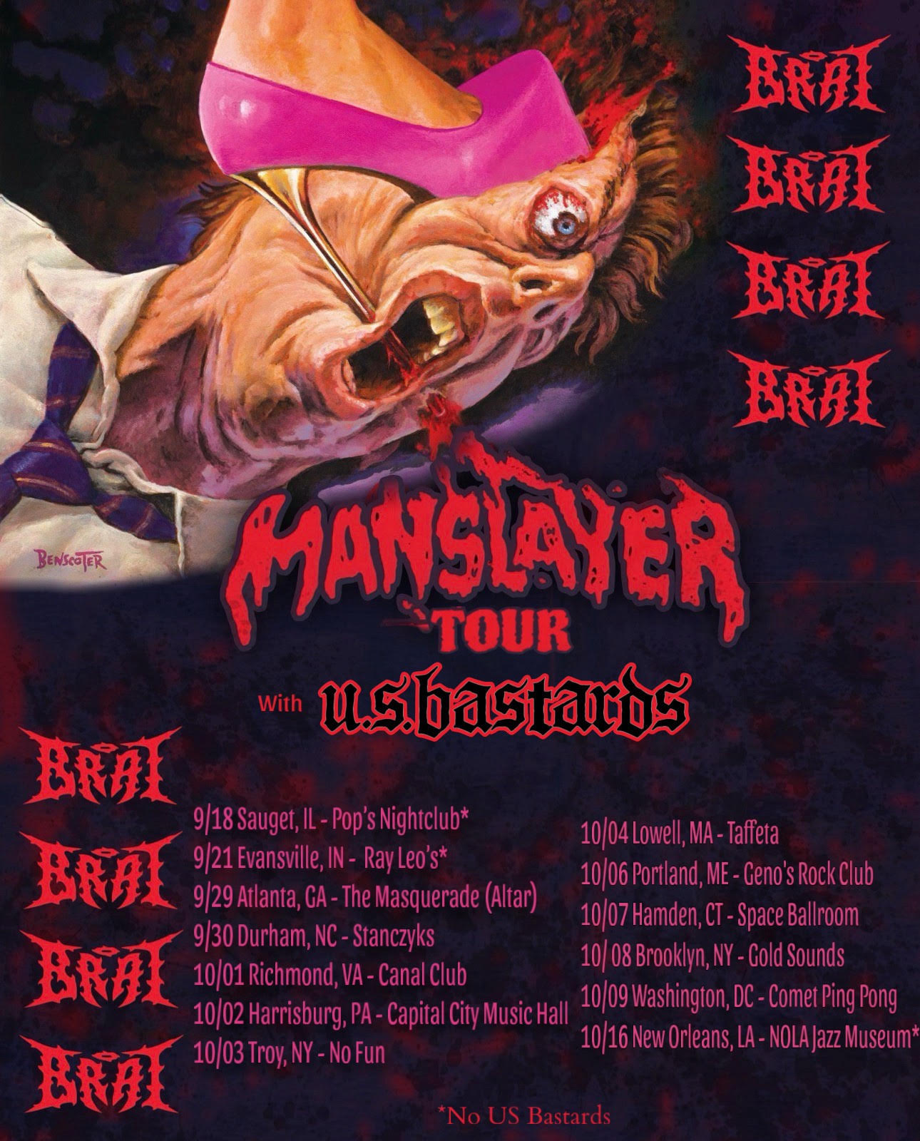 Brat Manslayer Tour poster with U.S. Bastards — September & October 2026 dates