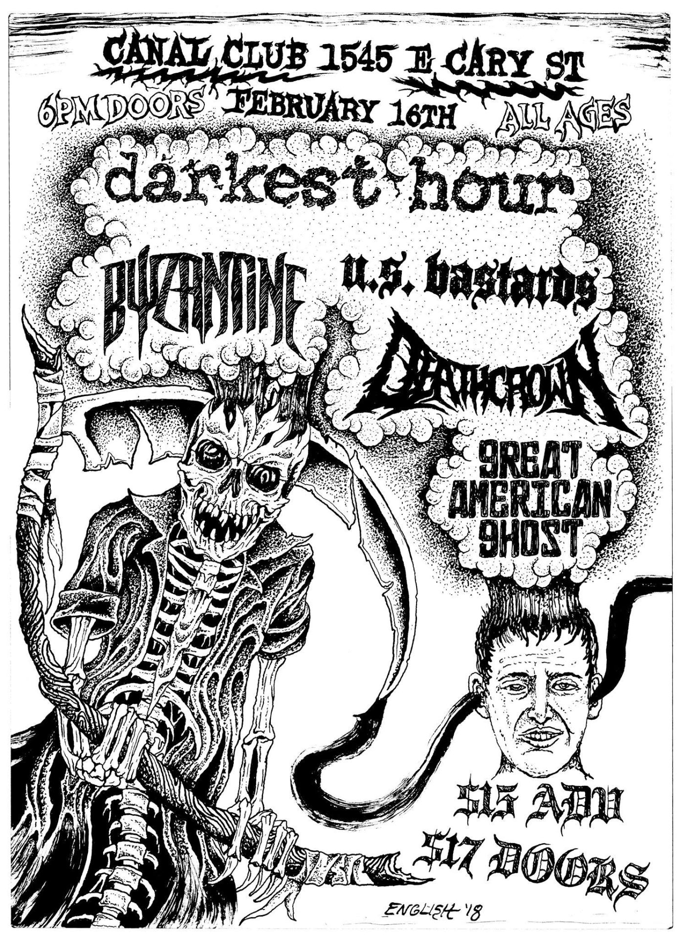 Darkest Hour / Byzantine / U.S. Bastards flyer, Canal Club Richmond