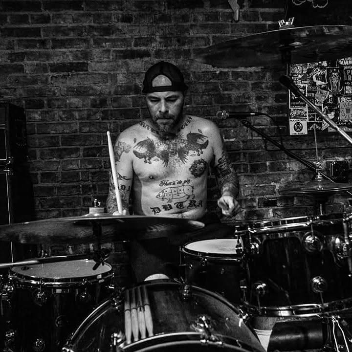 Jeremy Dutra on drums during the 2015 tour